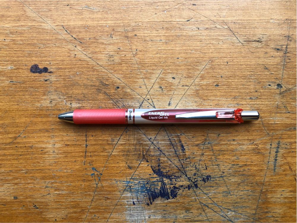 Pentel Energel Retractable Gel Roller Pen - 0.7mm - Coral Pink