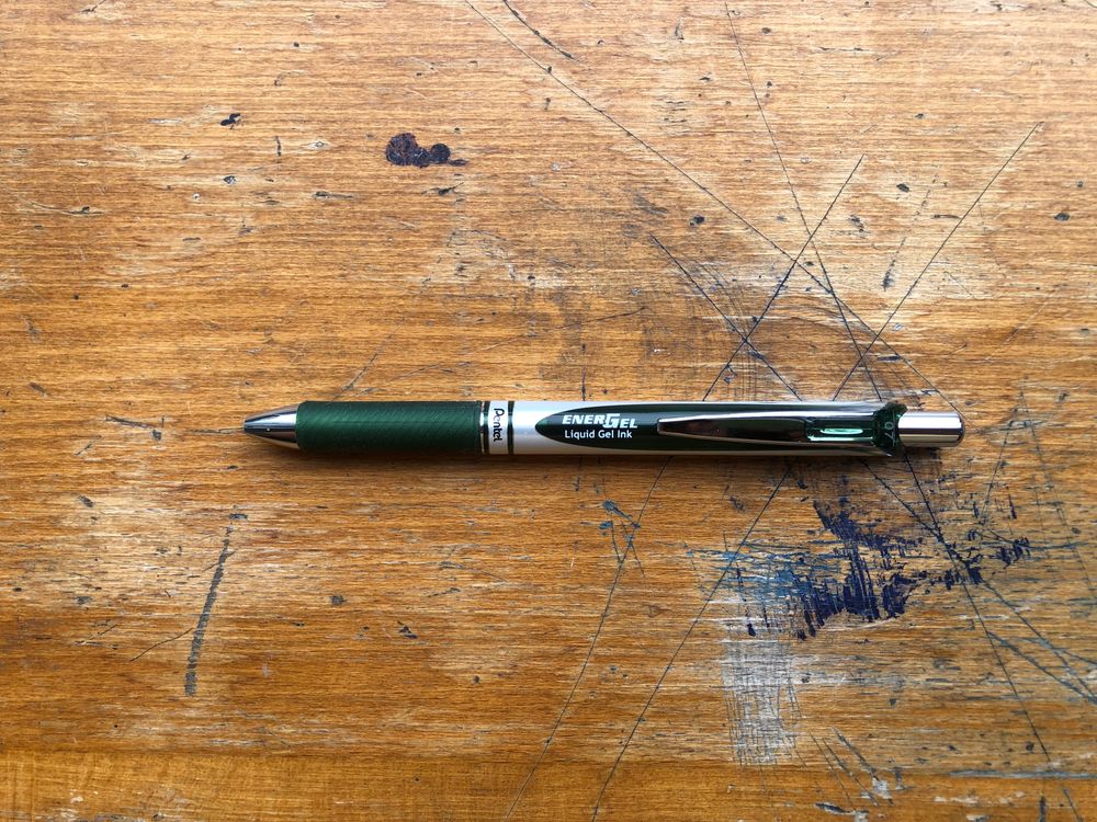 Pentel Energel Retractable Gel Roller Pen - 0.7mm - Forest Green