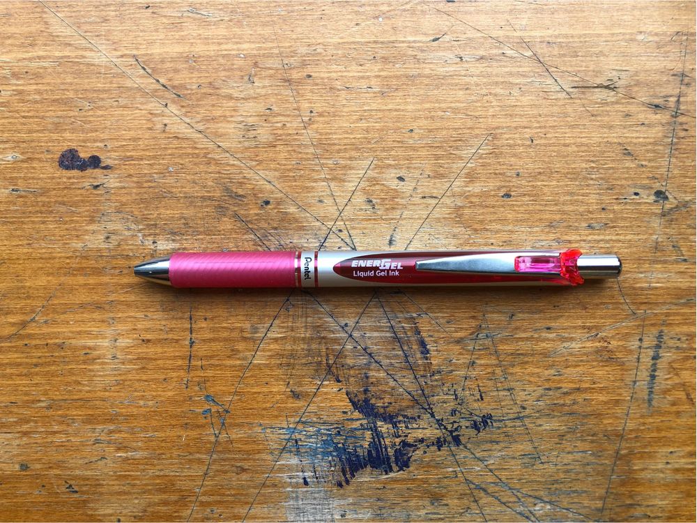 Pentel Energel Retractable Gel Roller Pen - 0.7mm - Pink