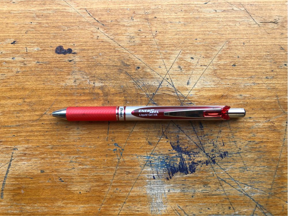Pentel Energel Retractable Gel Roller Pen - 0.7mm - Red