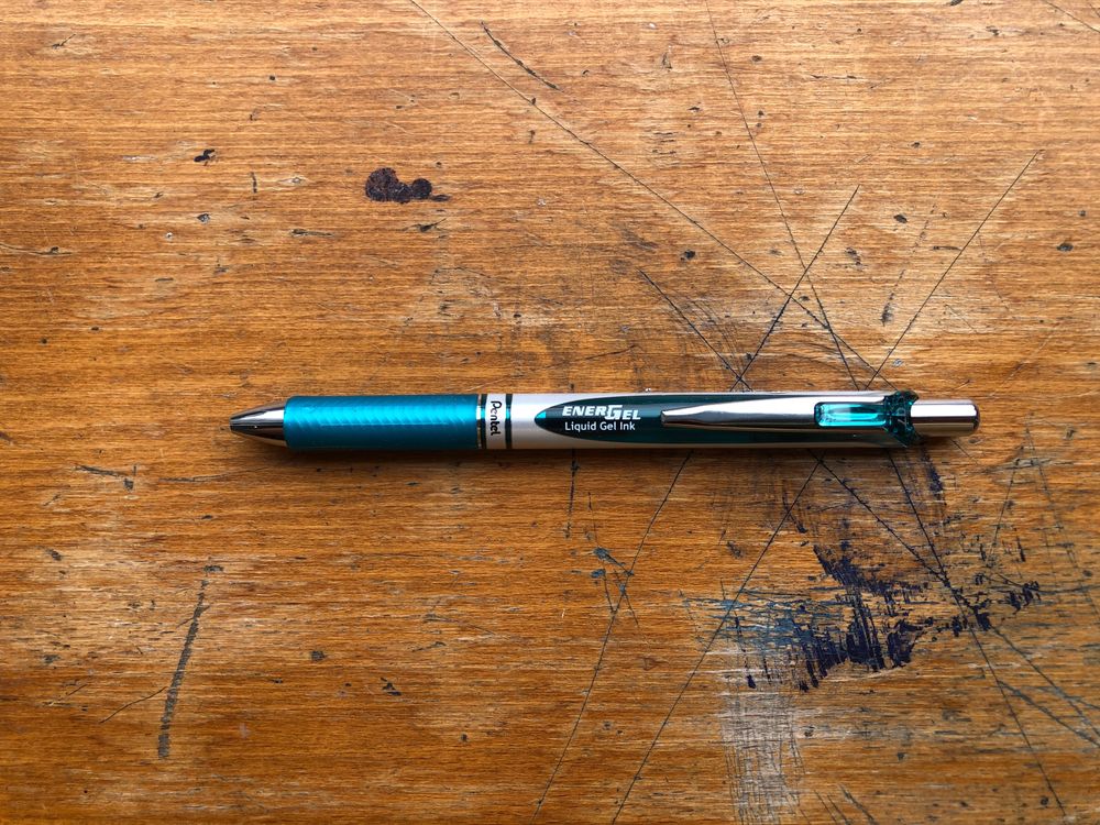 Pentel Energel Retractable Gel Roller Pen - 0.7mm - Turquoise Blue