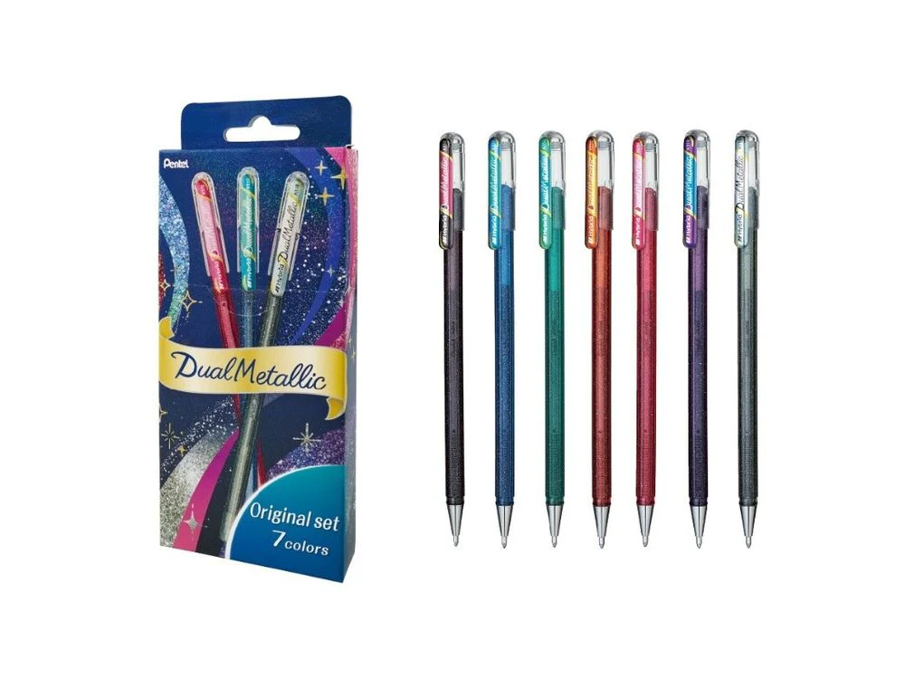 Pentel Hybrid Dual Metallic Gel Pen Set - Original Set (7 Colours)