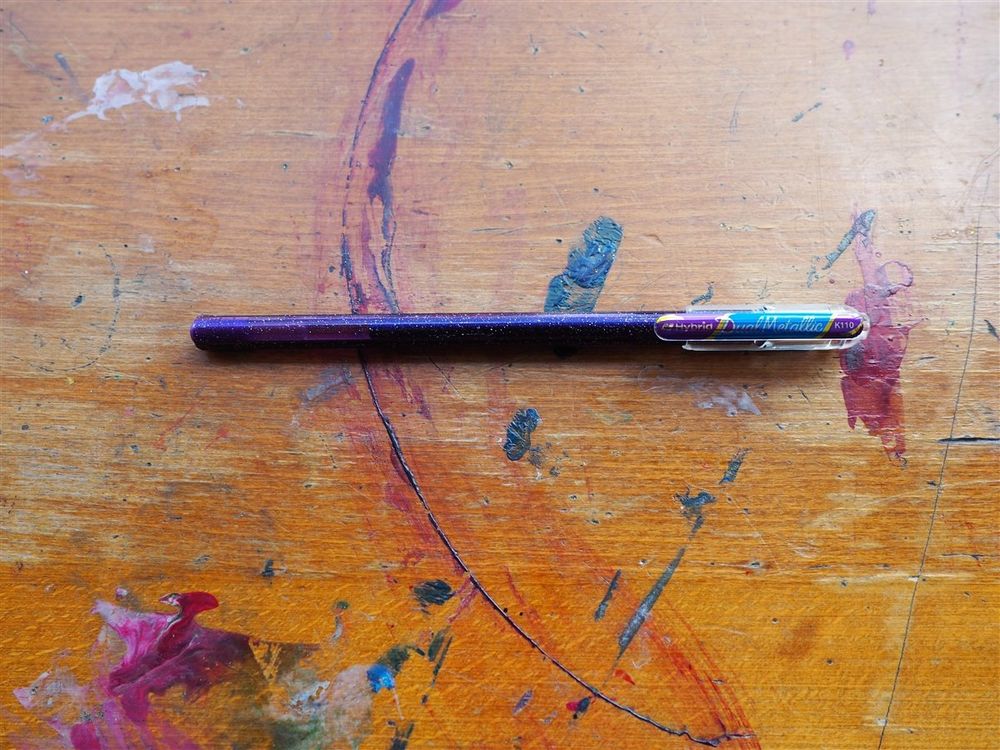 Pentel Hybrid Dual Metallic Gel Pen - Violet & Metallic Blue