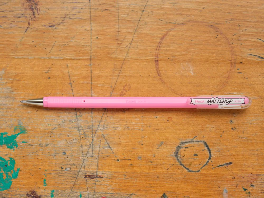 Pentel Mattehop Gel Pen - 1.0mm - Light Pink - Image 2