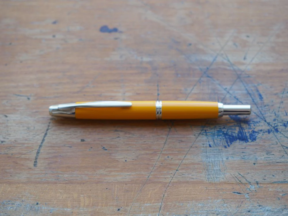 Pilot Vanishing Point Fountain Pen - Deep Yellow with Rhodium Trim