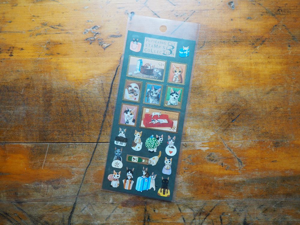 Pottering Cat - Sticker Sheet - Stamp Style 3 (SC-13)