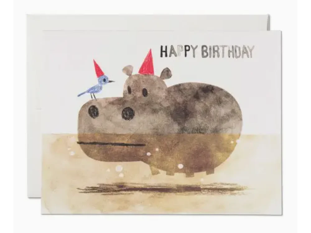 Red Cap Cards - Greeting Card - Bird and Hippo