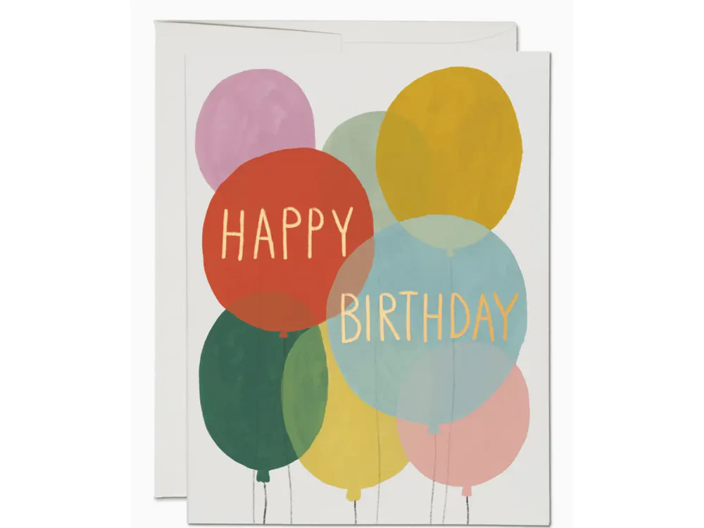 Red Cap Cards - Birthday Greeting Card - Birthday Balloons