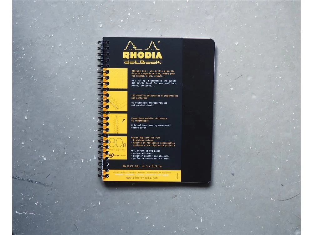 Rhodia - Classic Spiral Bound dotBook - 16x21cm - Black (Dot)