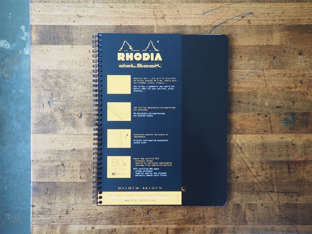 Rhodia - Classic Spiral Bound dotBook - 22.5x29.7cm - Black (Dot)