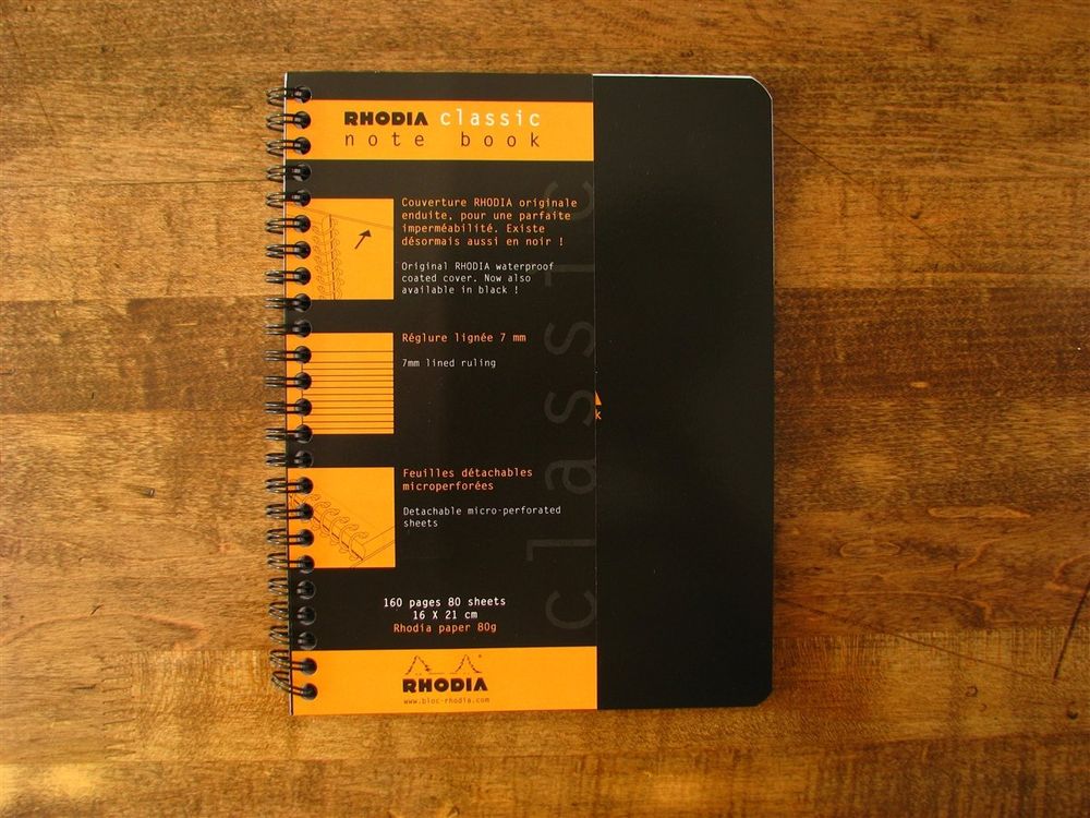 Rhodia - Classic Spiral Bound Notebook - 16x21cm - Black (Lined) - Image 2