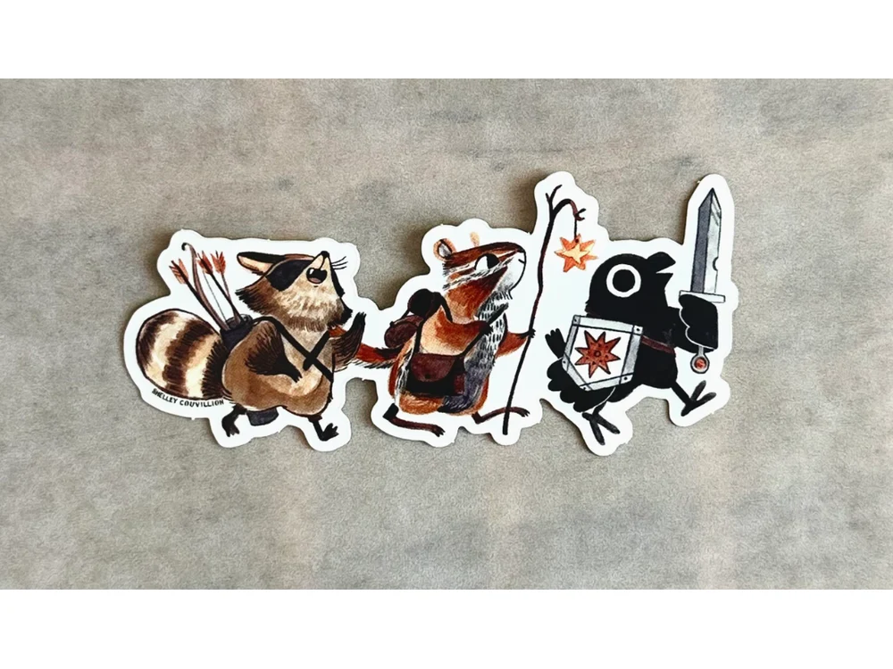 Shelley Couvillion - Vinyl Sticker - Adventuring Party Raccoon and Crow D&D