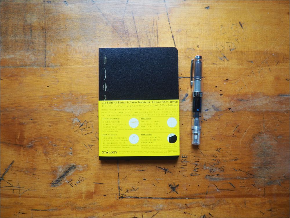 Stalogy 1/2 Year Notebook - A6 - Black - Graph