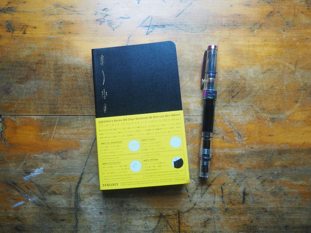 Stalogy 365 Days Notebook - A6 Slim - Black - Graph