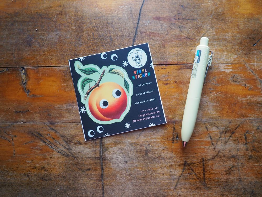 Stay Home Club - Vinyl Sticker - Googly Peach