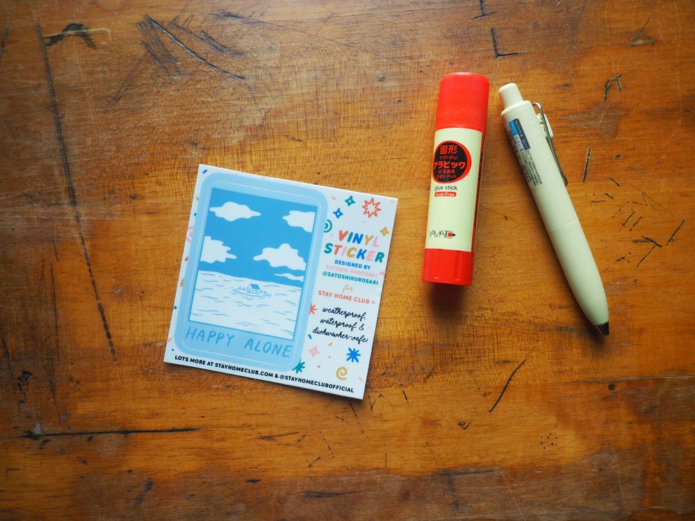 Stay Home Club - Vinyl Sticker - Happy Alone (Blue Skies)