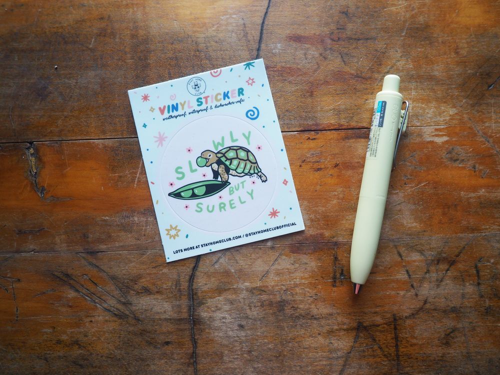 Stay Home Club - Vinyl Sticker - Slowly But Surely (Turtle)