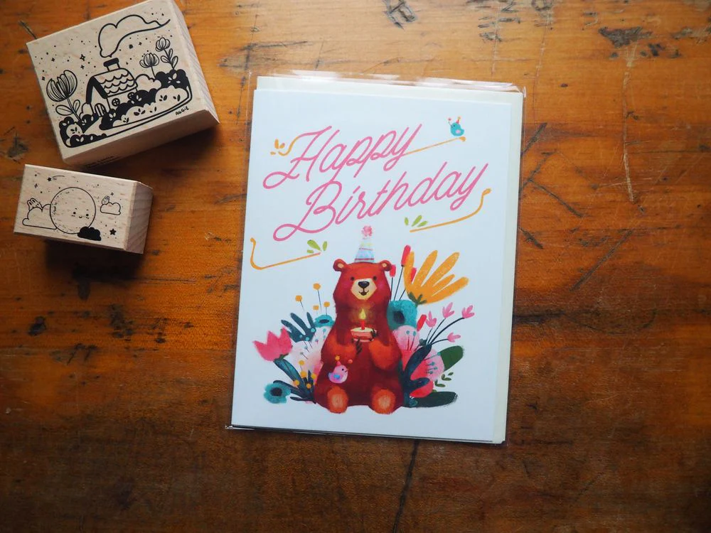 The Little Red House - Greeting Card - Birthday Bear