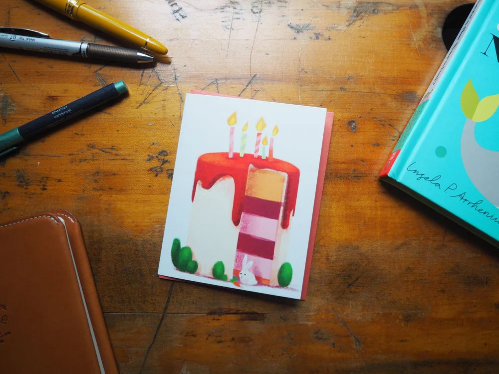 The Little Red House - Greeting Card - Birthday Cake