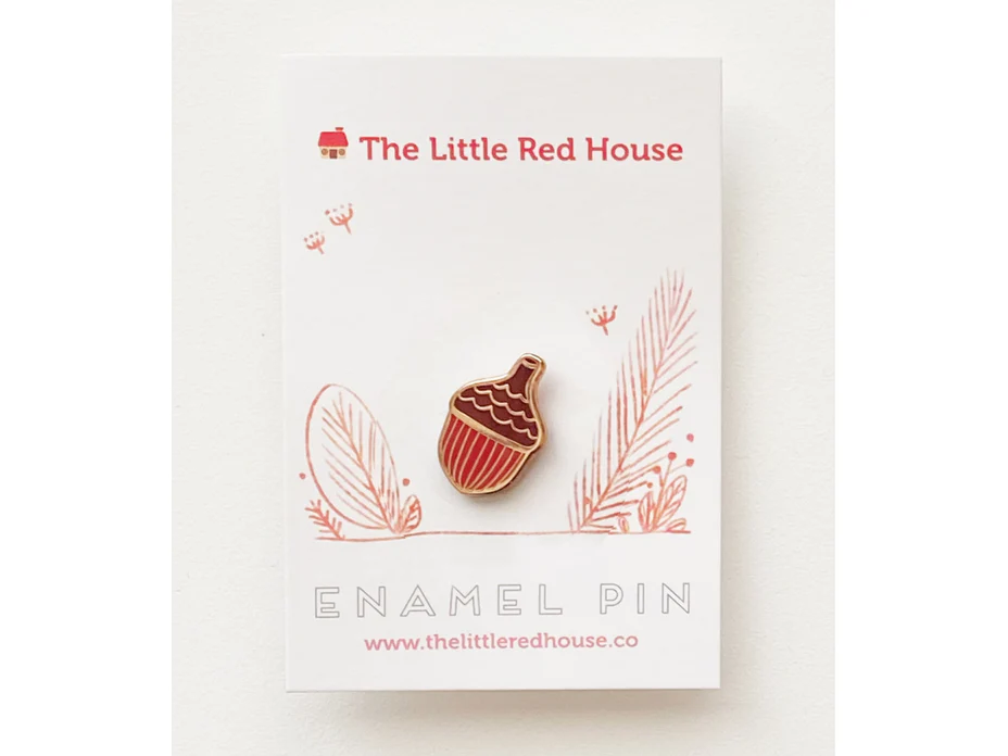 The Little Red House - Enamel Pin - Small Acorn (Rose Gold)