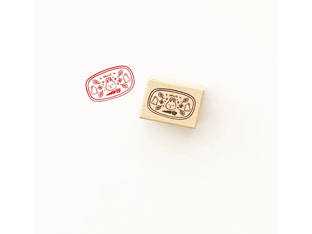 The Little Red House - Rubber Stamp - Bunny Badge Oval