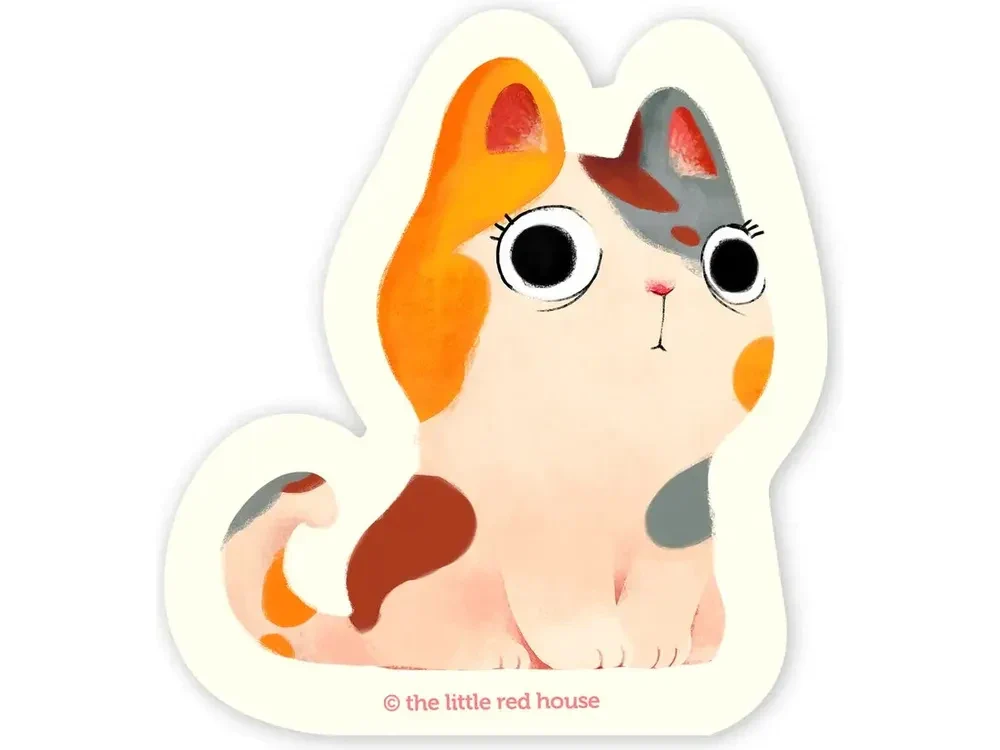 The Little Red House - Vinyl Sticker - Calico Cat