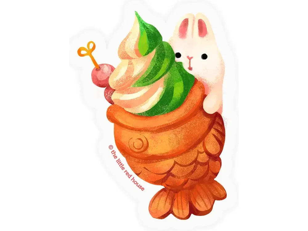 The Little Red House - Vinyl Sticker - Taiyaki with Bunny