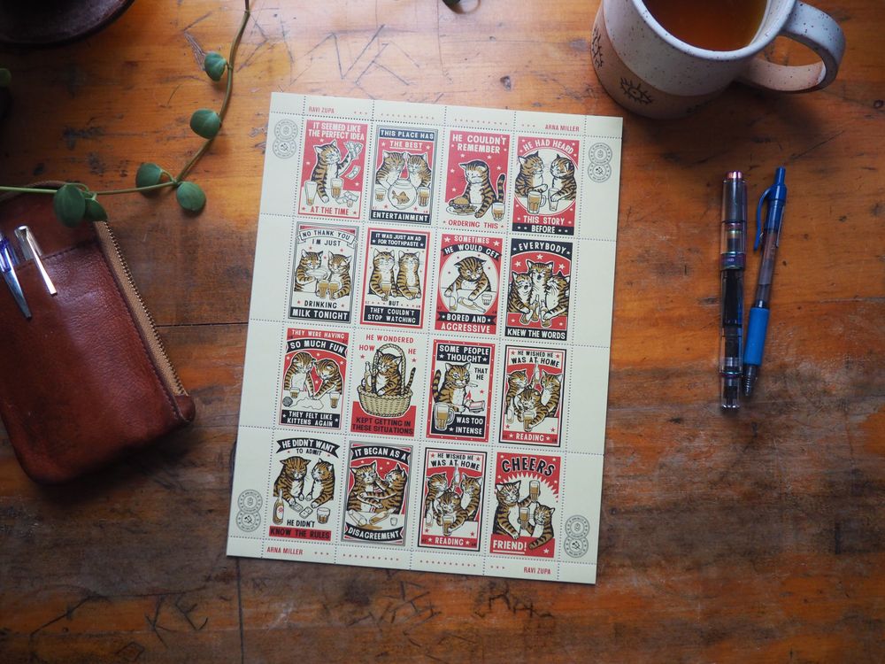 The Portland Stamp Company - Lick & Stick Stamps - Drunk Cats