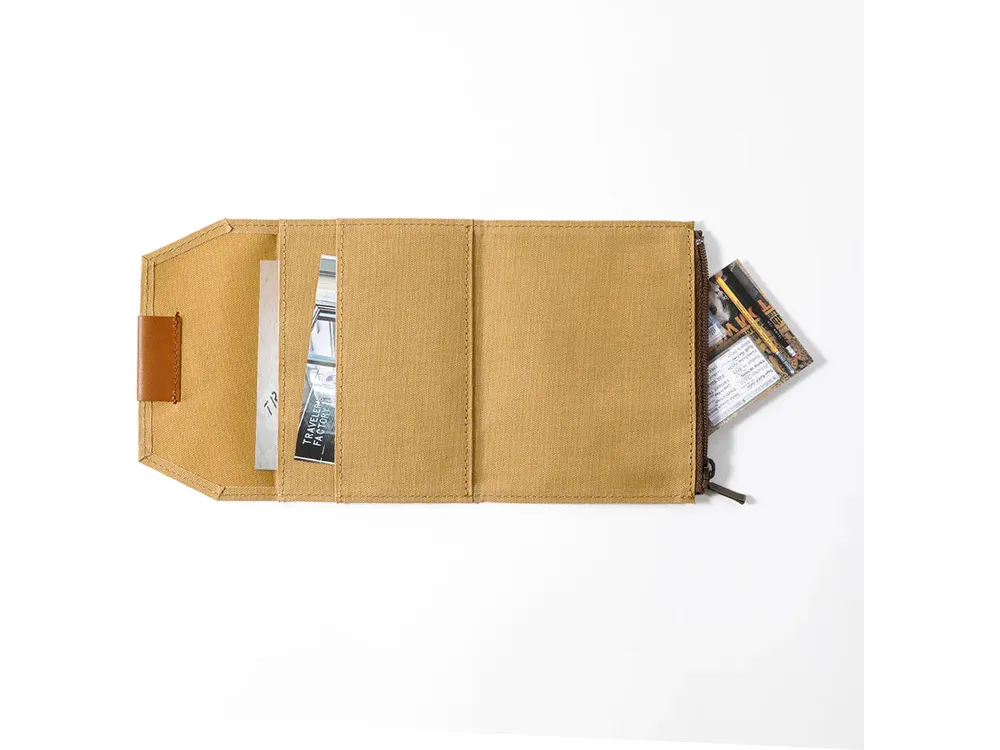 Traveler's Factory Passport Size - Cotton Zipper Case - Beige - Image 3