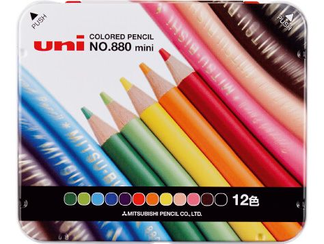 Uni Mitsubishi Colored Pencils No.880 - 12 Pack (Mini)