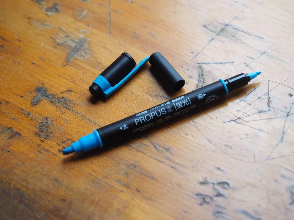 Uni Mitsubishi Propus 2 Double-Sided Highlighter - Blue