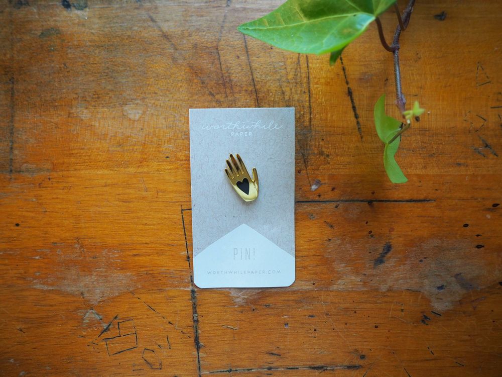 Worthwhile Paper - Enamel Pin - Hand + Heart