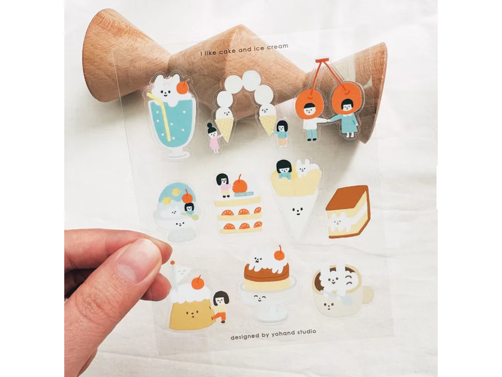 Yohand Studio - Transparent Die-Cut Stickers - 1 Sheet - I Like Cake and Ice Cream