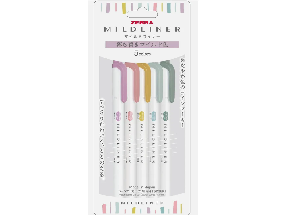 Zebra Mildliner Set - Calm Mild Colors Set (Pack of 5)